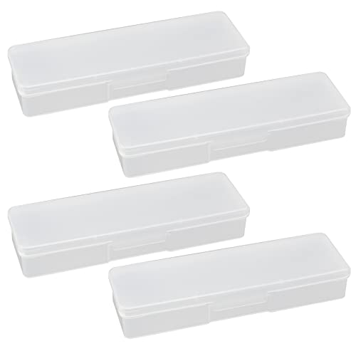 Image of 4PCS Clear Containers Box with Hinged Lid and Snap Closure(White)
