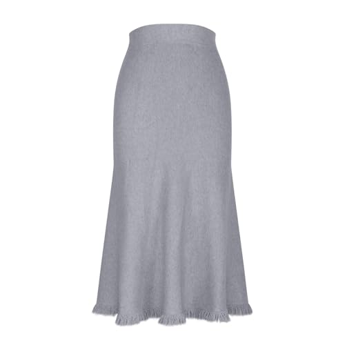 Women's Pencil Skirt High Waist Stretch Work Dressy Casual Midi Bodycon Fishtail Skirt Knit Winter Warm Skirts3