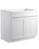 VEVOR White Shaker Base Cabinet, 36-Inch Unassembled Sink Base Cabinet, 36' W x 24' D x 34.5' H Ready to Assemble Cabinet with Soft-Close Doors and Adjustable Shelf, for Home Office