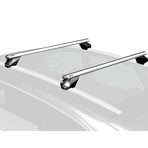 47” Aluminum Universal Roof Rack Cross Bars keyed Locks Silver Color - Fit Raised Side Rails