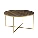 Walker Edison Furniture Company Modern Round Coffee Accent Table Living Room, Walnut/Gold