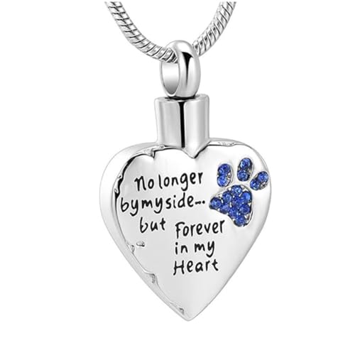 VCCWYQK Urn Necklace for Ashes Personalized Urn Pendant Heart Necklace Pets Paw Print Keepsake Waterproof Memorial Gifts for Dogs
