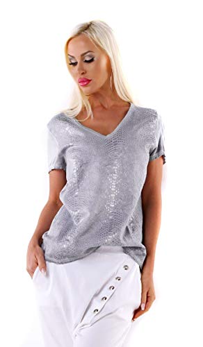 Damen Glossy-Shirt Snake-Optik 36 38 Stone S9012 Cover