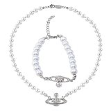 ✨Adecuado para una variedad de escenas: los collares de perlas de Saturno están hechos de diamantes de imitación, que son muy brillantes y transparentes. Este collar de una sola cadena es muy barato. Se puede combinar fácilmente con diferentes tonos de piel y ropa. Se puede usar en ocasiones diarias, bailes, fiestas, ceremonias y otras ocasiones.