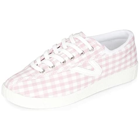 TRETORN Nyliteplus Canvas Sneakers Women's Lace-up Casual Tennis Shoes Classic Vintage Style, Pink Gingham, 8.5 Cover