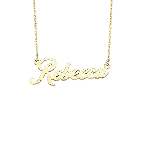 10K Solid Gold Custom Name Necklace, Personalized Nameplate Pendant for Women – Solid Gold or Gold-Plated Options, Custom Jewelry Gift for Her