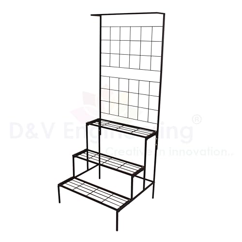 Image of D&V Engineering 3-Tier Metal Hanging Plant Stand, Heavy Duty Plant Shelf for Indoor /Outdoor, Flower Pot Organizer Rack, Perfect for Patio, Garden, Balcony, Living Room, Multiple Plants Storage