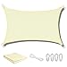 Qoosea Vela de Sombra 2m x 3m Toldo Rectangular Impermeable Toldo de Patio Trasero Toldo de Protección Solar Toldo con Cuerdas 95% Bloque UV Cubiertas de pérgola para Jardín Balcón Patio Beige