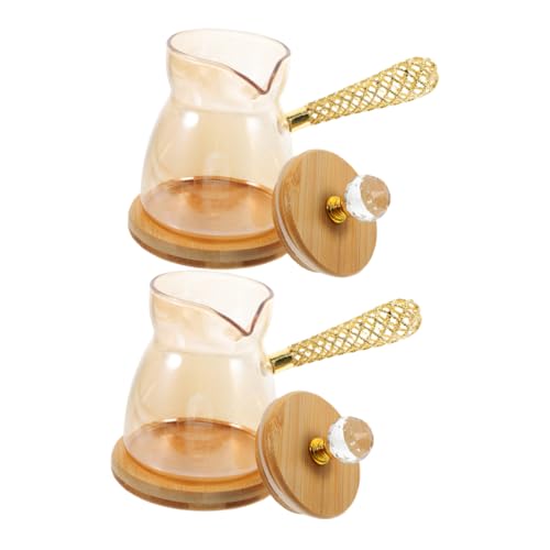 PRETYZOOM 2Pcs Glass Coffee Cezve with Heat Resistant Side Handle for Effortless Brewing and Elegant Kitchen Decor