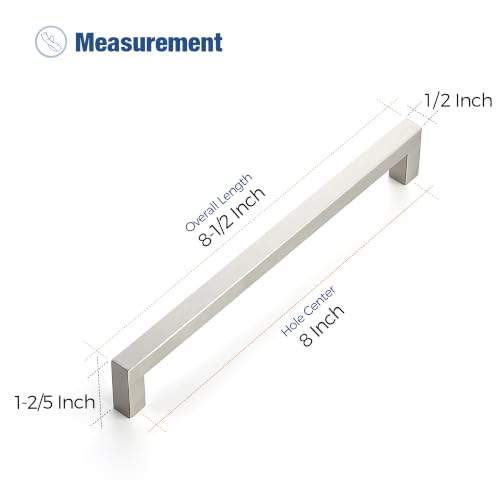 Image of Ravinte 5 Pack Kitchen Brushed Nickel Cabinet Handles 8-4 /5 Inch Hole Center Stainless Steel Square Cabinet Pulls for Dresser Drawer Cupboard Handles with Screwdriver