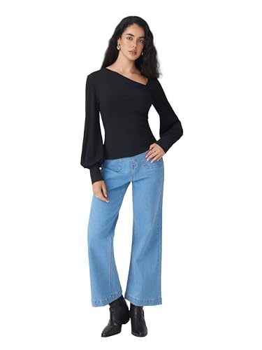 CIDER Womens Wide Leg Jeans High Waisted Stretchy Denim Flared Pants with Pockets4