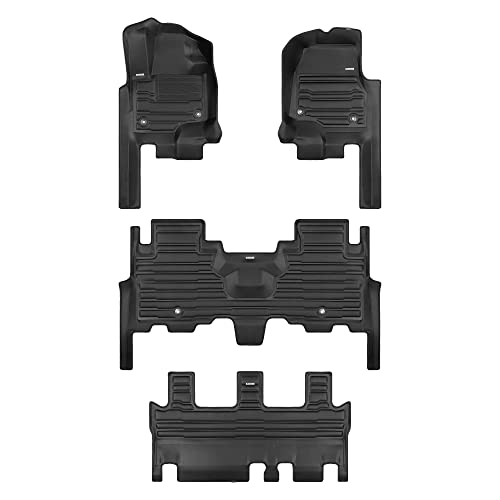 TuxMat - for Ford Expedition Max 8-Seater 2018-2024 Models - Custom Car Mats - Maximum Coverage, All Weather, Laser Measured - This Full Set Includes 1st, 2nd and 3rd Rows