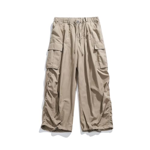 LIXINGHEITANG Men Japan Korean Streetwear Loose Casual Wide Leg Cargo Pants Male Trousers