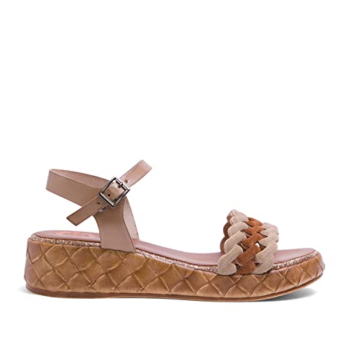 PORRONET - Sandalia cuña de piel taupe Sami talla 40 Cover