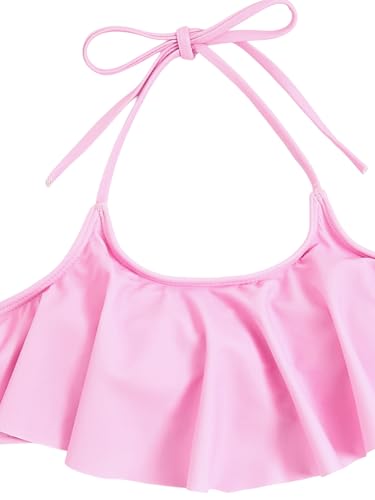 SHENHE Girl's 2 Piece Halter Swimsuit Floral Ruffle Flounce Bikini Set Cute Bathing Suits3