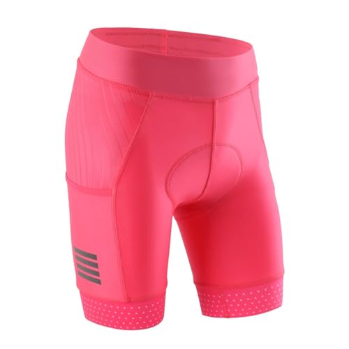 TUOYDJA Radlerhose,Fahrradshorts Frauen Radfahren Shorts Rosa & Schwarz Atmungsaktive Sommer Fahrrad Shorts Weibliche 5D Pad Tasche Dame Bike Shortsa(KEM-SSFE-PINK,XXL)
