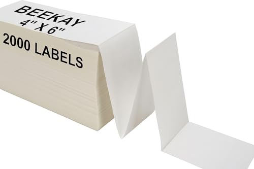 Image of BEEKAY 2000 LABLELS(1 Stack of 2000 Label) 4 inchx6 inch (100x150 mm) Direct Thermal Printer Thermal Labels for E-Commerce Shipping Compatible with All Type of Direct Thermal Label Printers