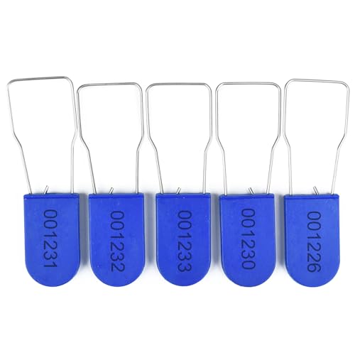 Image of Plastic Padlock Security Seals with Metal Wire Numbered Anti Tamper Tag (500, Blue)
