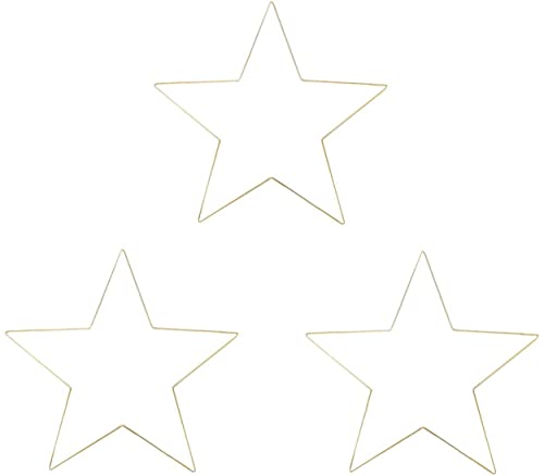 MSUIINT 3 unidades de 30,5 cm, marco de corona de alambre de pentagrama de metal, anillos de macramé, forma de corona de alambre de estrella, manualidades, aros para decoración de bodas y Navidad Cover