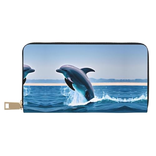 Monedero de mano para guardar móvil, monedas y llaves con diseño de delfines