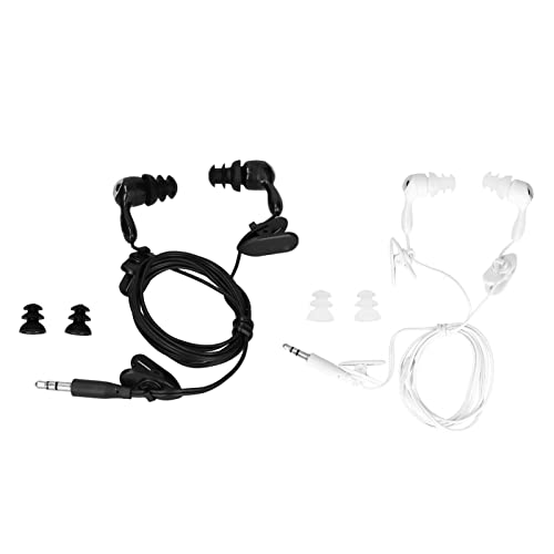 Alvinlite Wasserdichte Kopfhörer, In-Ear-Kopfhörer, Sport-Kabel-Kopfhörer mit Ersatz-Ohrstöpsel, 3,5 mm Stecker, Knochenleitung, Kopfhörer zum Schwimmen, Laufen, Surfen, iPods und MP3-Player (weiß)