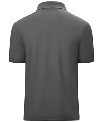 V VALANCH Mens Zipper Polo Shirts Short Sleeve Moisture Wicking Outdoor Golf Shirt Collared Athletic Tennis Polo2