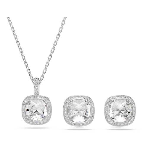 Swarovski Una Angelic Set, Taglio Cuscino, Bianco, Placcato Rodio