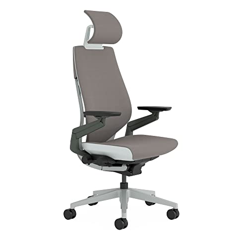 Image of Steelcase Gesture Ergonomic Height Adjustable Office Chair with Adjustable Lumbar Support and Armrests, Comfortable Upholstery in Mocca Fabric + Adjustable Headrest