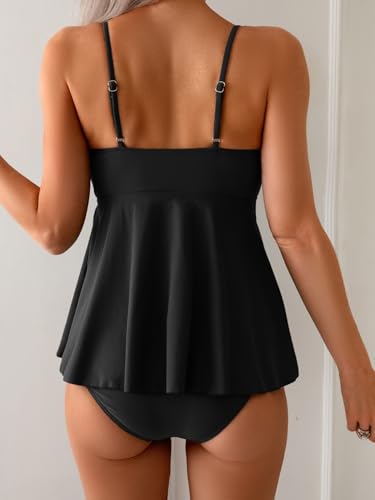 Eomenie Two Piece Tankini Swimsuits for Women Tummy Control Cutout Bathing Suit Tie Knot Flowy Swim Dress with Bottom2