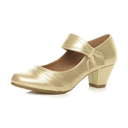 Damen mittlerer hoher Blockabsatz Komfort Mary Jane reimchen-Pumps größe 6 39 Cover