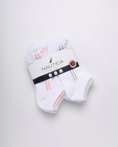 Image of Nautica Womens No Show Athletic Low Cut Socks 6 Pack | Moisture Wicking Dri-Motion Fabric, Cushioned Key Areas, Banded Arch Support, No Show Low Cut, Shoe Size 4-10