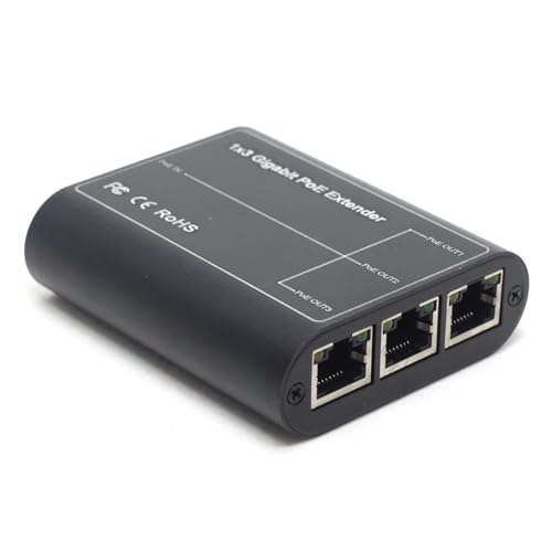 DSLRKIT 3-Port Outdoor Gigabit PoE Passthrough Switch PoE Extender 1 in 3 Out Cascade Repeater