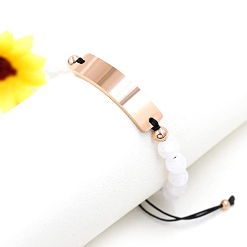 Custom Name Beads Bracelet For Women Personalized Engraved Name White Crackle Stone Bracelets For Mother Gifts Christmas Gifts Y1435 #TOP5