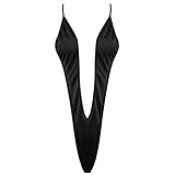 ranrann Women's One Piece Teddy Bikini Monokini Weeny Sling Shot Swimsuit Thongs Bodysuit Black One...