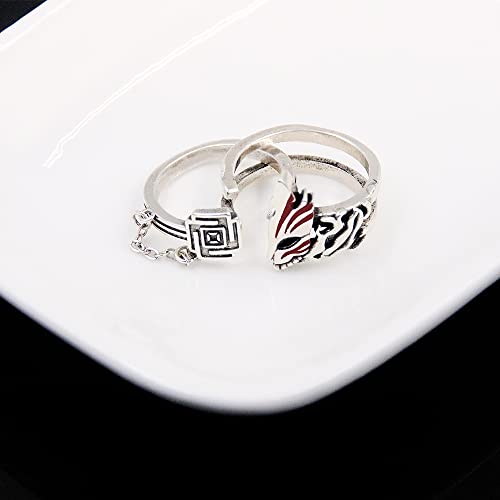 Songchangjewelry Kurosaki Ichigo Mask Couple Ring - Bankai Tensa Zangetsu Vizored Cosplay Silver Rings - Anime Rings Christmas Gifts For Kids Girls Teens Women Men #TOP1