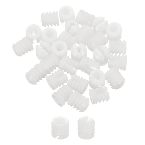 sourcing map 100Pcs 0.34x0.38 Hinge Dowels, Plastic Dowel Insert with Threaded for Cabinet Door Hinges Furniture Connections, White