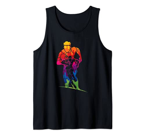 Mens Cool Rugby Player Sport Tank Top, Black