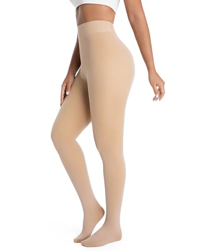 ViShawtek Medias Térmicas Mujer Invierno, Pantis Termicos con Pelo por Dentro, Leotardos Color Carne, Fleece Lined Tights, Thermal Tights