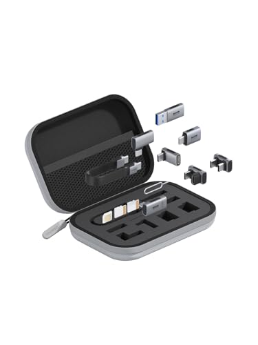 Hagibis USB C Adapter Kit, 40Gbps 240W 8K@60Hz USB4 Type C Fast Charging Cable Set Storage Case Convertor with 40Gbps USB C to C Adapter *5, 10Gbps USB A to C Adapter *2 for Travelling