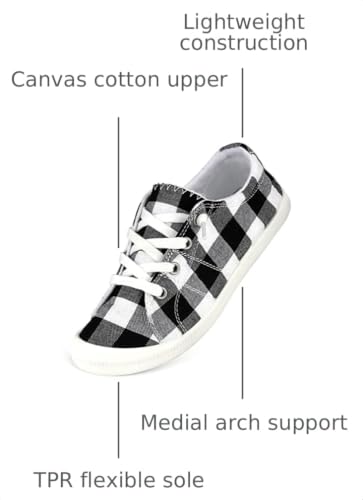 Image of Hxlber Women's Low Top Sneaker - Round Toe Comfort Casual Canvas Shoes Fashion Sneakers for Walking for Women