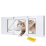 HOMEPEDIA Compact Window Pet Door for Cat Only, Width Adjustable Design Fits Various Sliding Windows, 10-Min Install, Aluminum Frame, HD High-Transparency Glass, Magnetic Close, Weatherproof Design