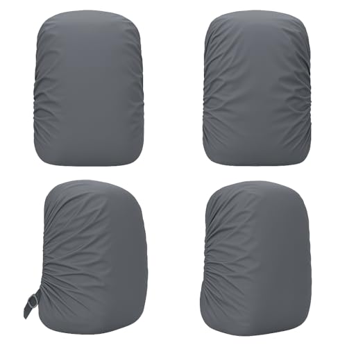 Image of Waterproof Nylon Backpack Rain & Dust Cover for 35L-50L Bags | Travel, Trekking, Hiking Bag Cover with Carry Pouch | Adjustable School & Luggage Cover - Grey (1 Pc)