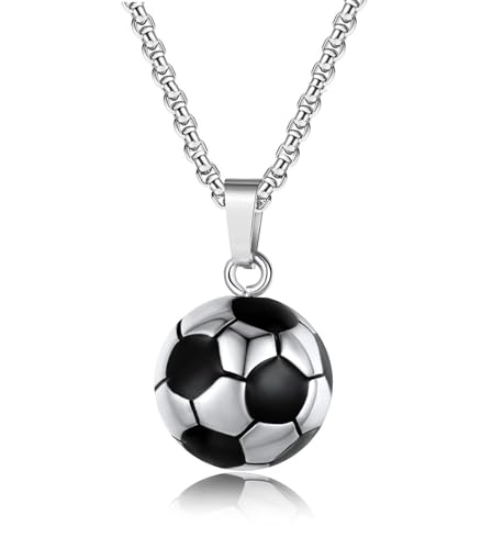 Rnivida 3D Soccer Necklace - Solid Stainless Steel Ball Pendant for Fans Team Jewelry Gift