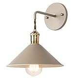  SCFUK Aplique Pared, Iluminación Decorativa Industrial Vintage con Pantalla De Hierro Forjado, Lámpara De Pared Iluminada para Dormitorio/Pasillo/Balcón,Caqui