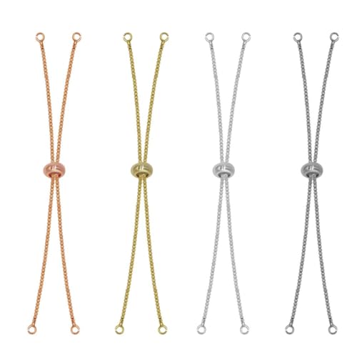 Image of SATRA TRADERS | Size : 4 Inch 10pcs Bracelet Adjustable Slider Chain Bracelet Lock for Bracelete Making | Silver