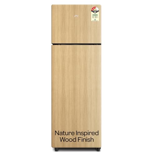 Image of Godrej 244L 3Star Wood Finish, Scratch Stain Water Resistant, 95%+ Food Surface Disinfection, 30 Days Farm Freshness, Frost Free Inverter Double Door Refrigerator (RT EONVOGUE 280C RI OK WD, Oak Wood)
