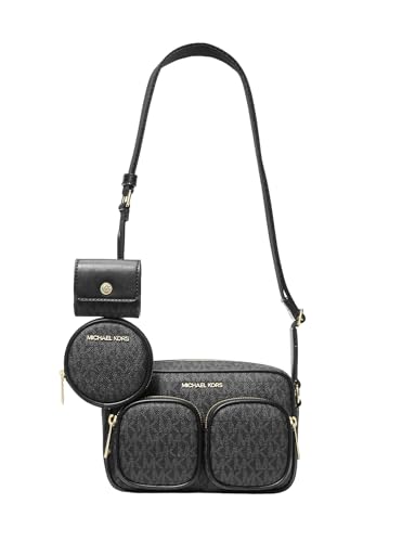 Michael Kors Jet Set Medium Signature Logo Signature Crossbody Bag Black