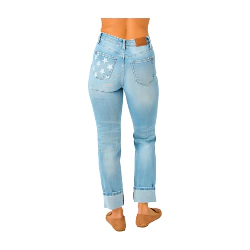 Judy Blue Mid Rise Star Pocket Boyfriend Jeans3