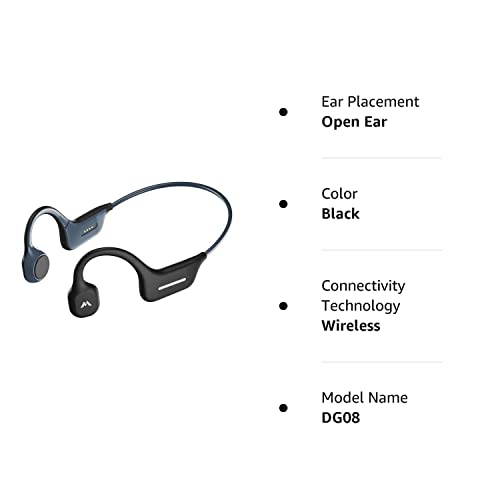 Moing Wireless Bone Conduction Headphones, Open Ear Sports Bluetooth Headset With Reflective Strips, Built-In Mic And Ip56 Waterproof Certified For Workouts, Night Running, Cycling, Black (Dg08) #TOP7