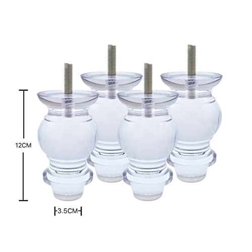 Transparent Furniture Legs Acrylic Furniture Legs Footstool Cabinet Bedside Table Legs Replacement Sofa Legs Cabinet Makeup Cabinet Legs 4 Pieces (5.5In) #TOP6